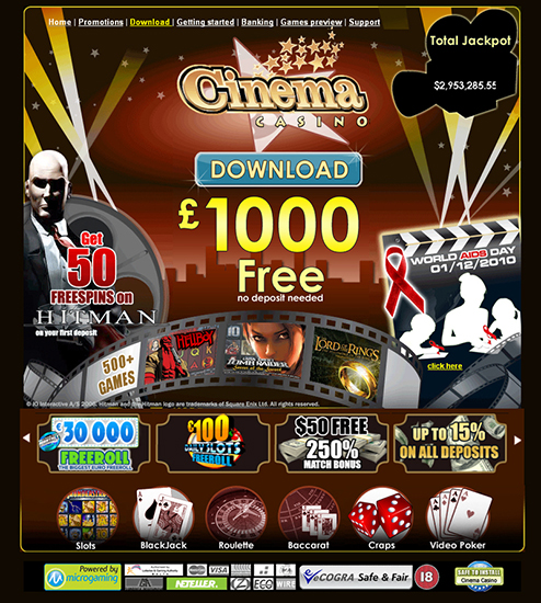Cinema Casino webpage